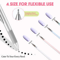 Nelrona close-up of four stainless steel dotting tips for precise dots