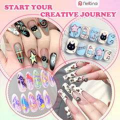 Nelrona decorated press-on nail showcasing quick DIY personalization