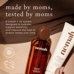 Nemah oil drying on skin showing quick absorption and reduced transfer before dressing