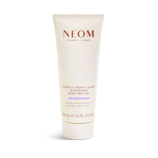 Neom jar front view showing label and calming scent for nighttime rituals