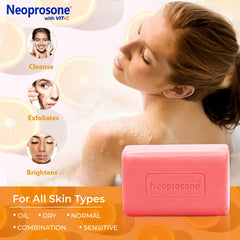 Neoprosone ingredient label showing Vitamin C and alpha arbutin benefits