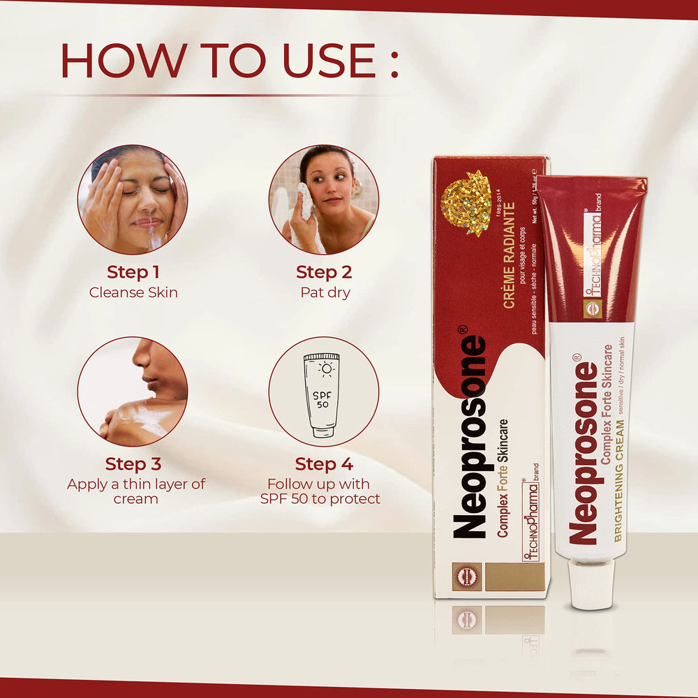Neoprosone cream texture close-up highlighting smooth absorbent formula benefit
