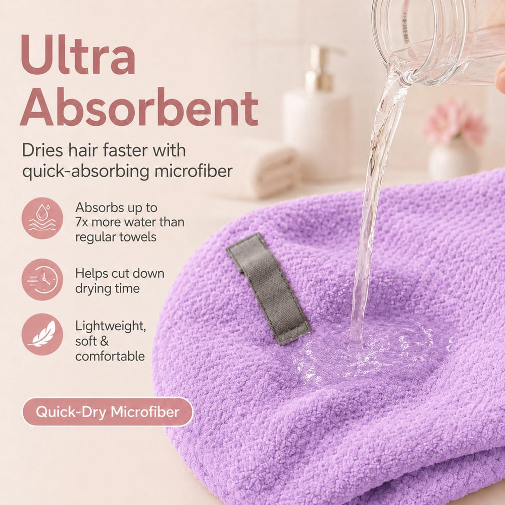 Netcken towel next to sink showing 24x42 scale for long hair