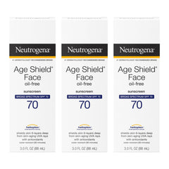 Neutrogena front packaging showing SPF 70 protection and compact tubes for travel