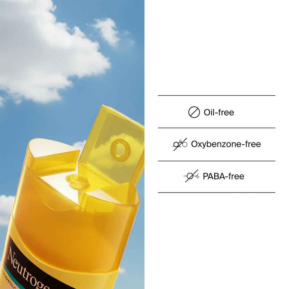 Neutrogena bottle beside a hand for scale showing travel-friendly 6.7 fl oz size