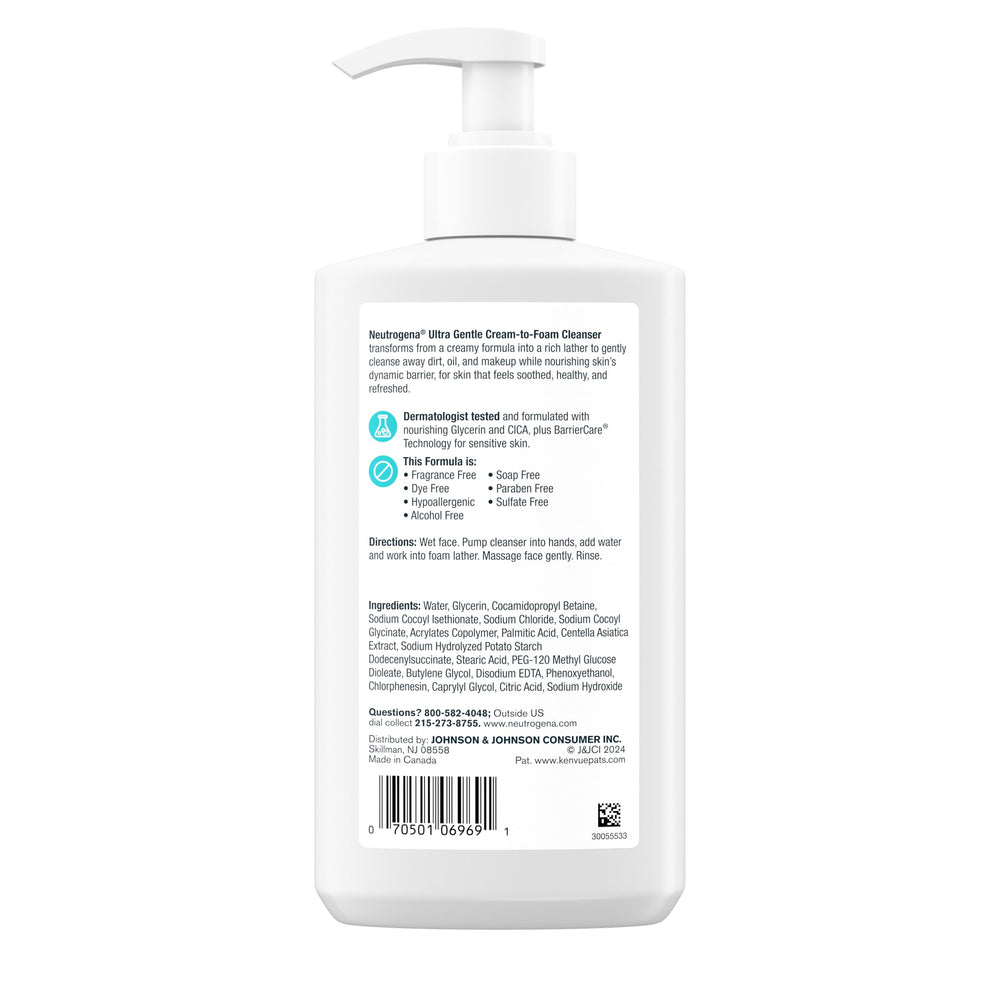 Neutrogena cica and glycerin ingredient visual stressing soothing and hydration support