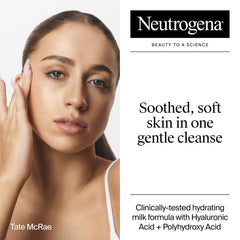 Neutrogena label close-up listing hyaluronic acid and PHA benefits
