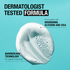 Neutrogena creamy texture closeup showing smooth cream transforming into foam for gentle cleansing