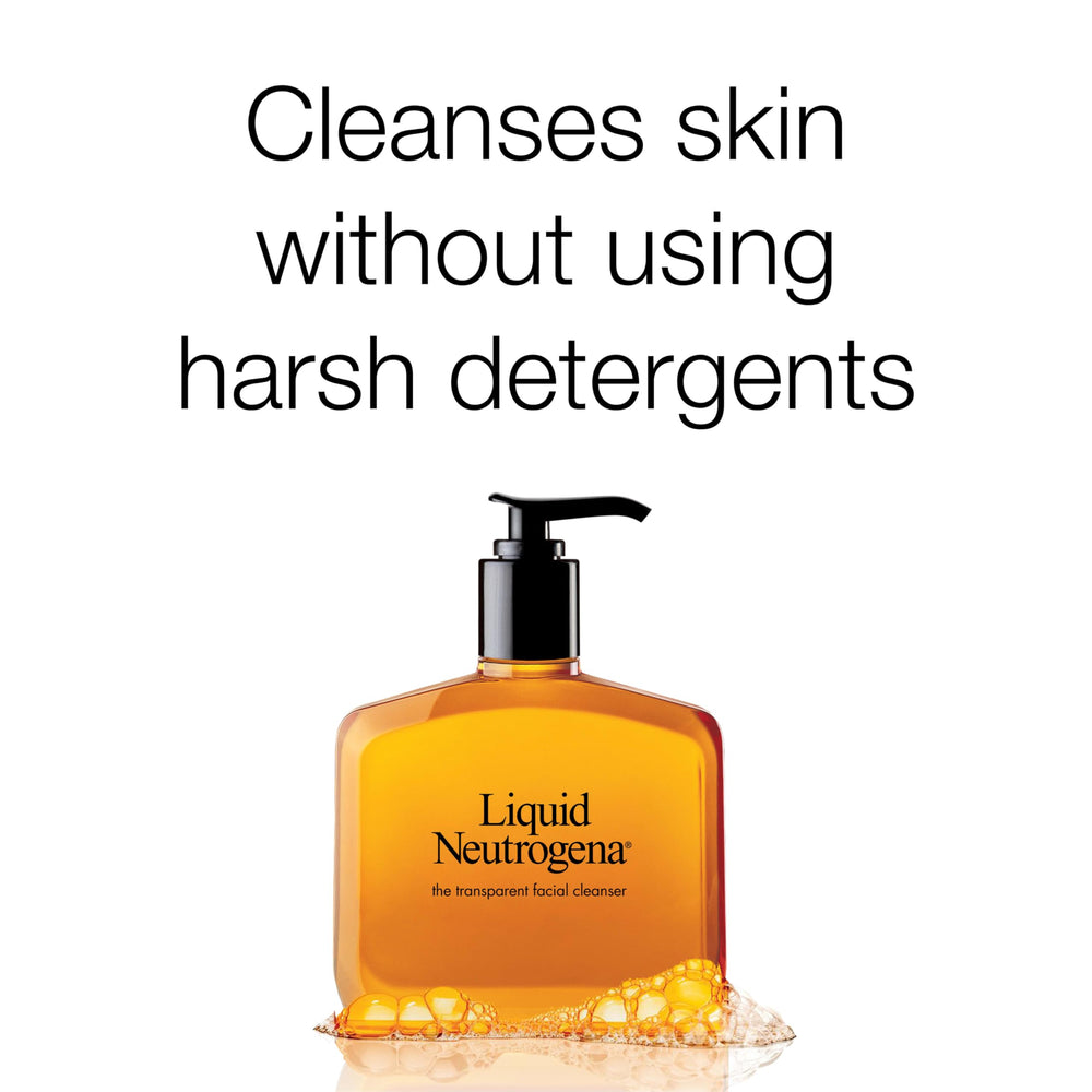 Neutrogena face wash in bathroom routine showing person washing face benefit: daily use simplicity