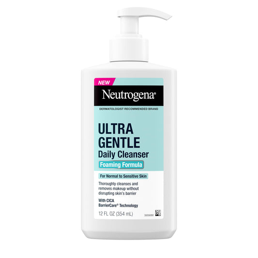 Neutrogena front packaging showing gentle foaming cleanser, clear benefits