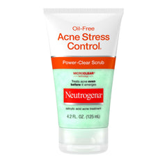 Neutrogena front tube showing Power-Clear Scrub branding and benefit