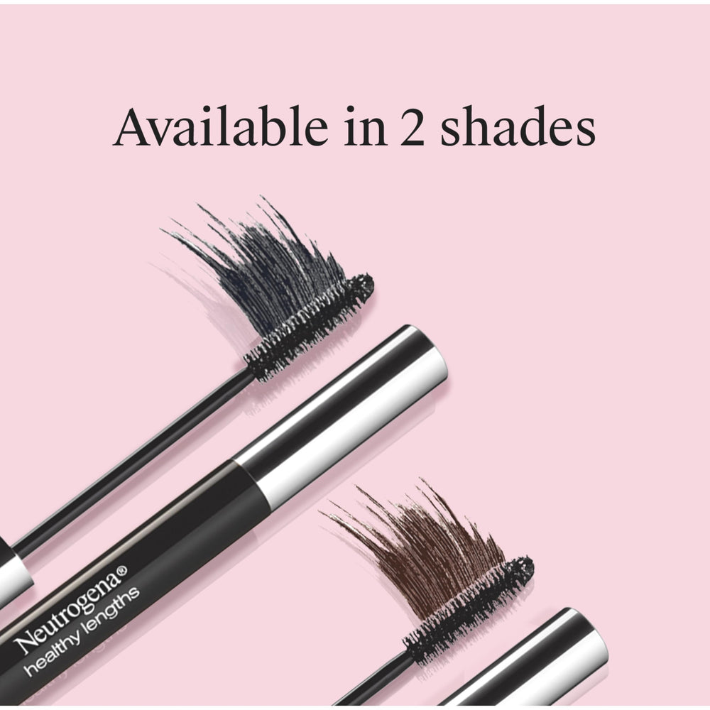 Neutrogena single swipe of brown mascara illustrating smooth, even color