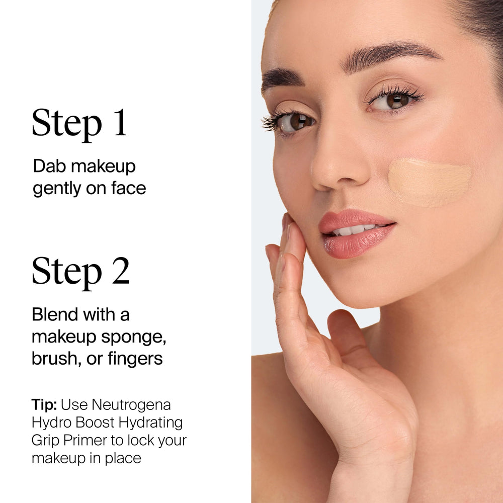 Neutrogena tint blended on hand demonstrating buildable, natural coverage