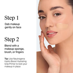 Neutrogena tint blended on hand demonstrating buildable, natural coverage