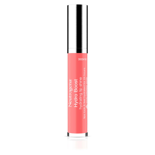 Neutrogena Hydro Boost front view showing tube and coral color benefit shine