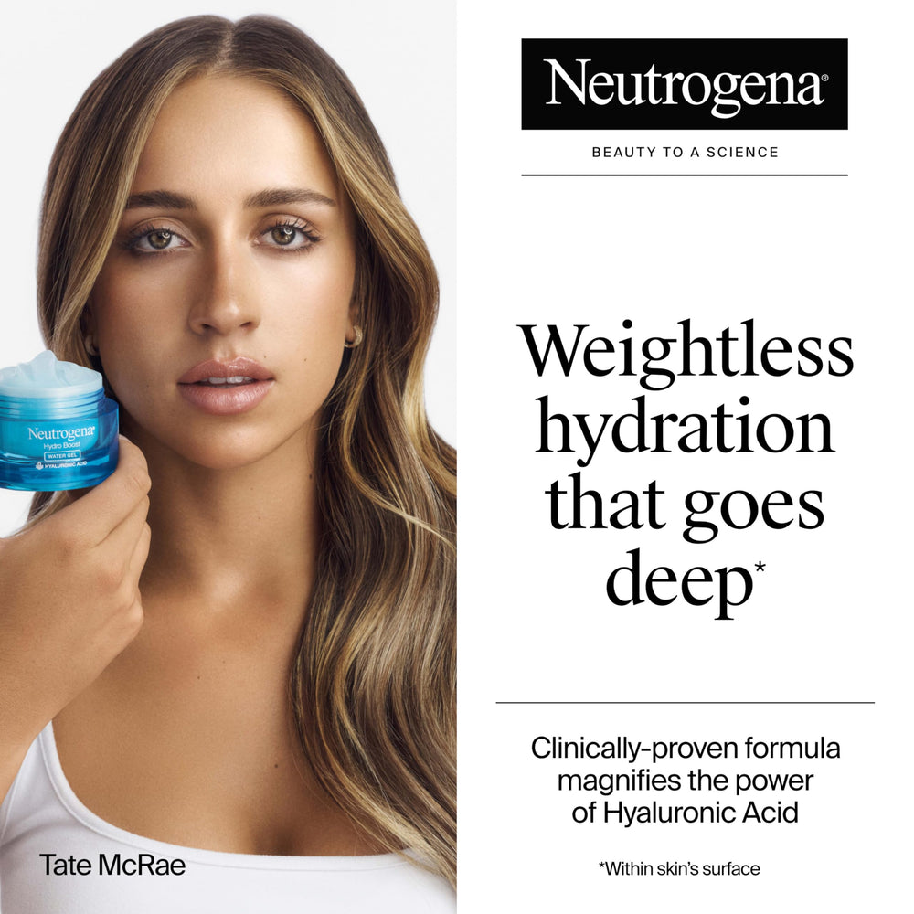 Neutrogena gel texture swiped on skin showing lightweight hydration benefit