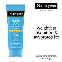 Neutrogena detailed pump and cap of Hydro Boost sunscreen for easy application convenience