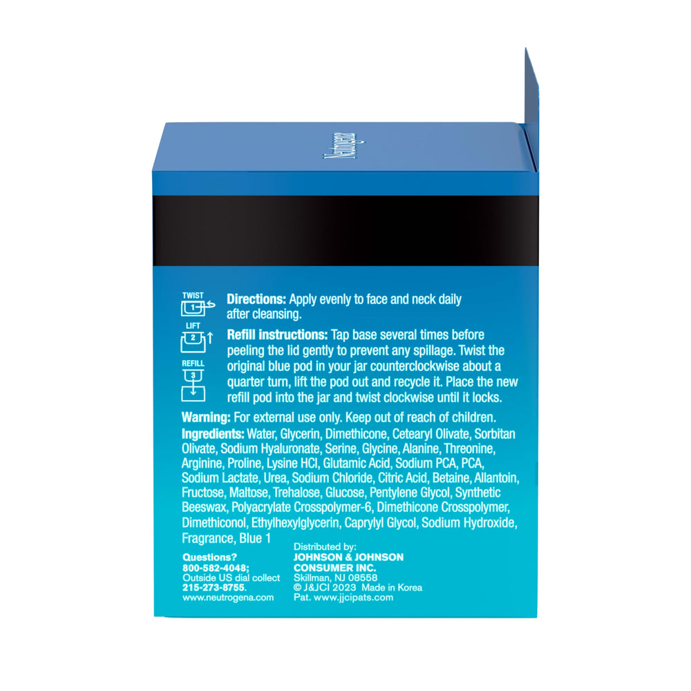 Neutrogena refill pod with recyclable packaging showing lower-plastic benefit