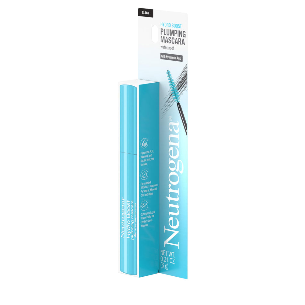 Neutrogena mascara texture stroke on white to show smooth, glossy waterproof finish