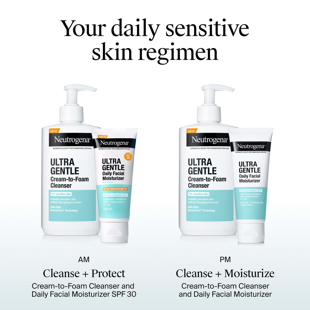 Neutrogena on bathroom counter in morning routine to suggest daily use simplicity