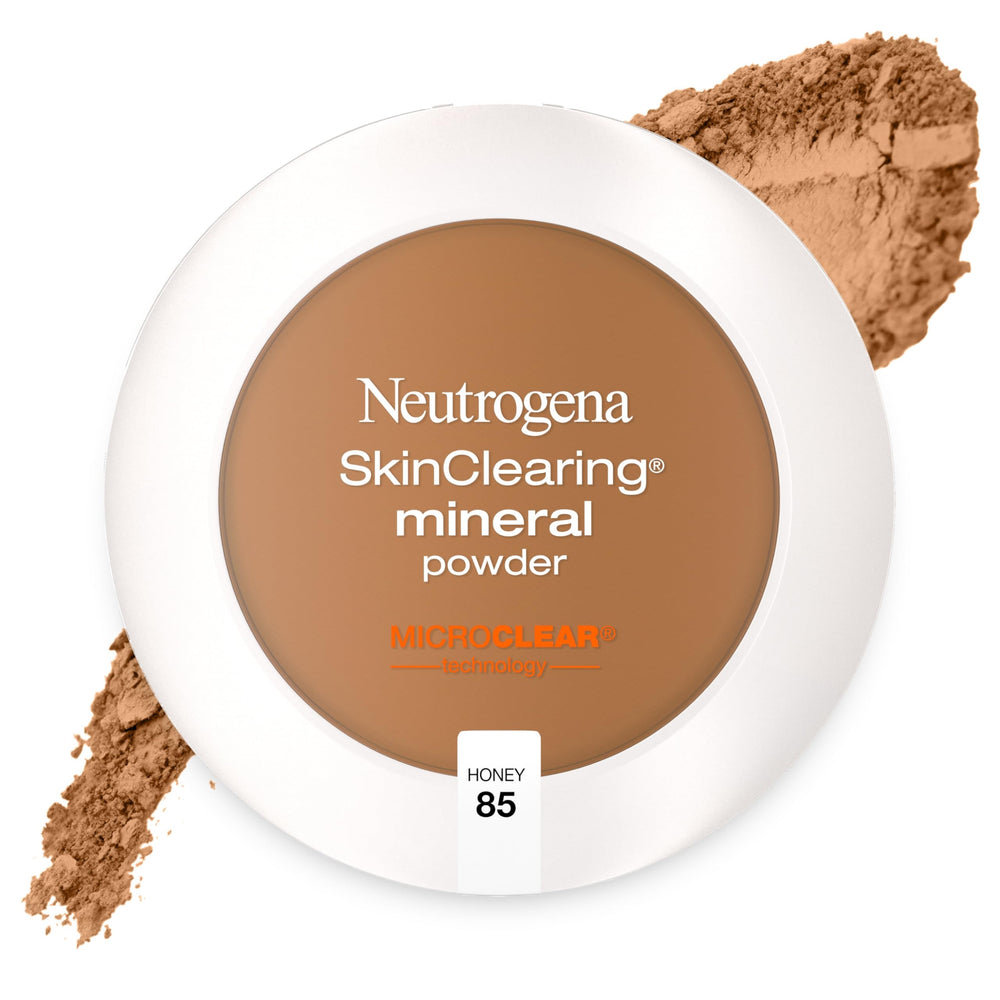 Neutrogena pressed mineral powder front compact shows shade Honey 85 and coverage benefits