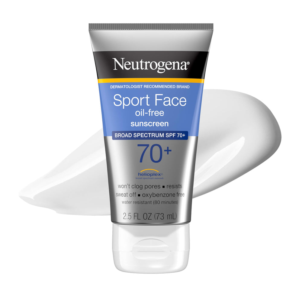 neutrogena sport face front packaging showing SPF 70 and active protection