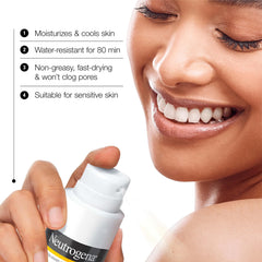 Neutrogena spray nozzle close-up for quick even application benefit