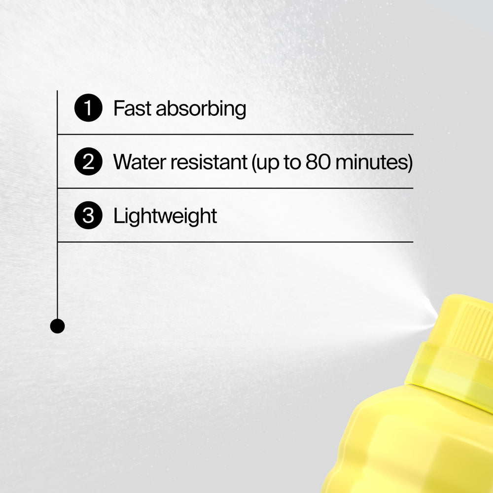 Neutrogena spray texture on skin closeup fast-absorbing and lightweight