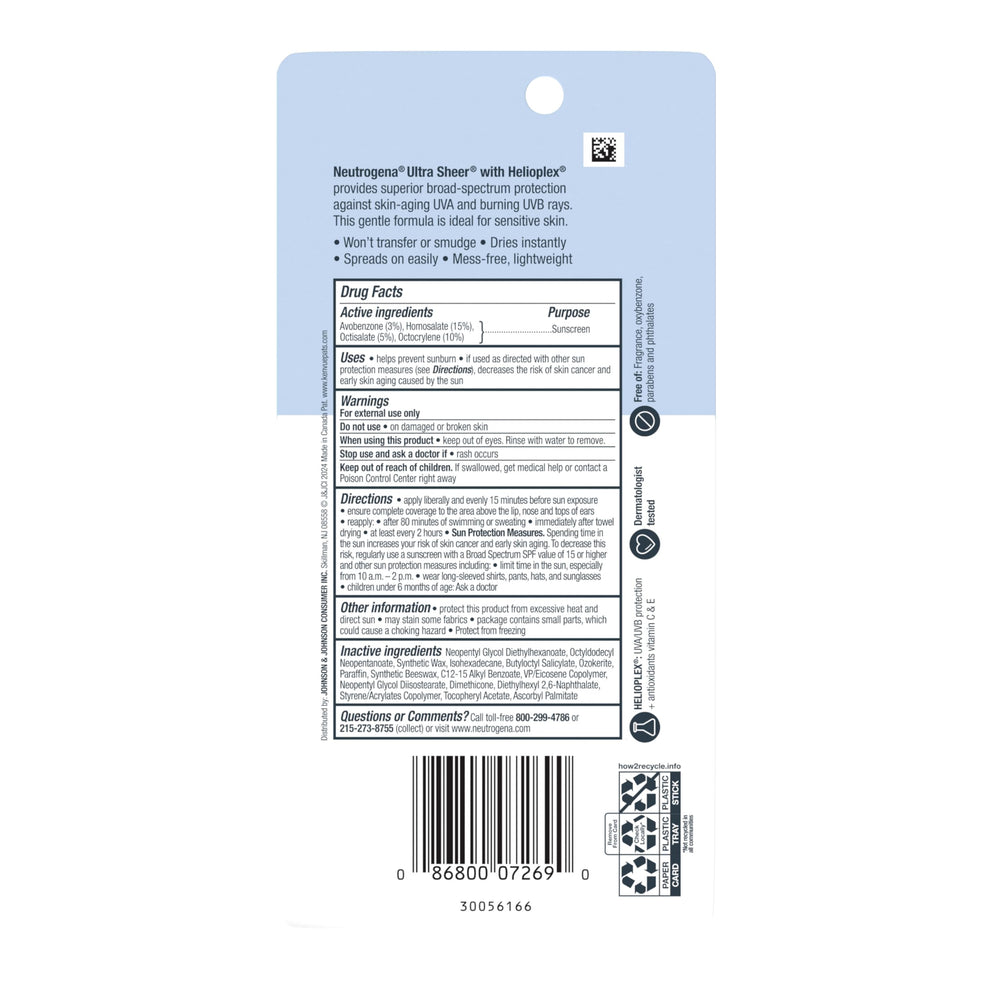 Neutrogena stick in outdoor setting showing broad-spectrum protection while active