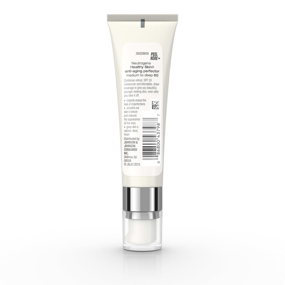Neutrogena swatch on medium deep skin showing natural dewy finish and blendability