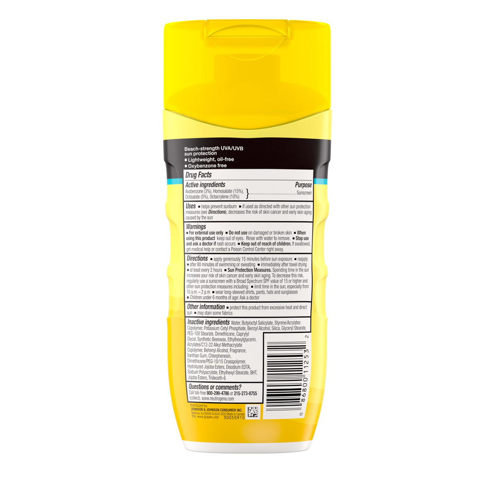 Neutrogena bottle packed with travel gear for on-the-go sun protection