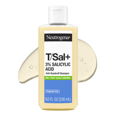 Neutrogena T/Sal+ front bottle view showing clear label and benefit