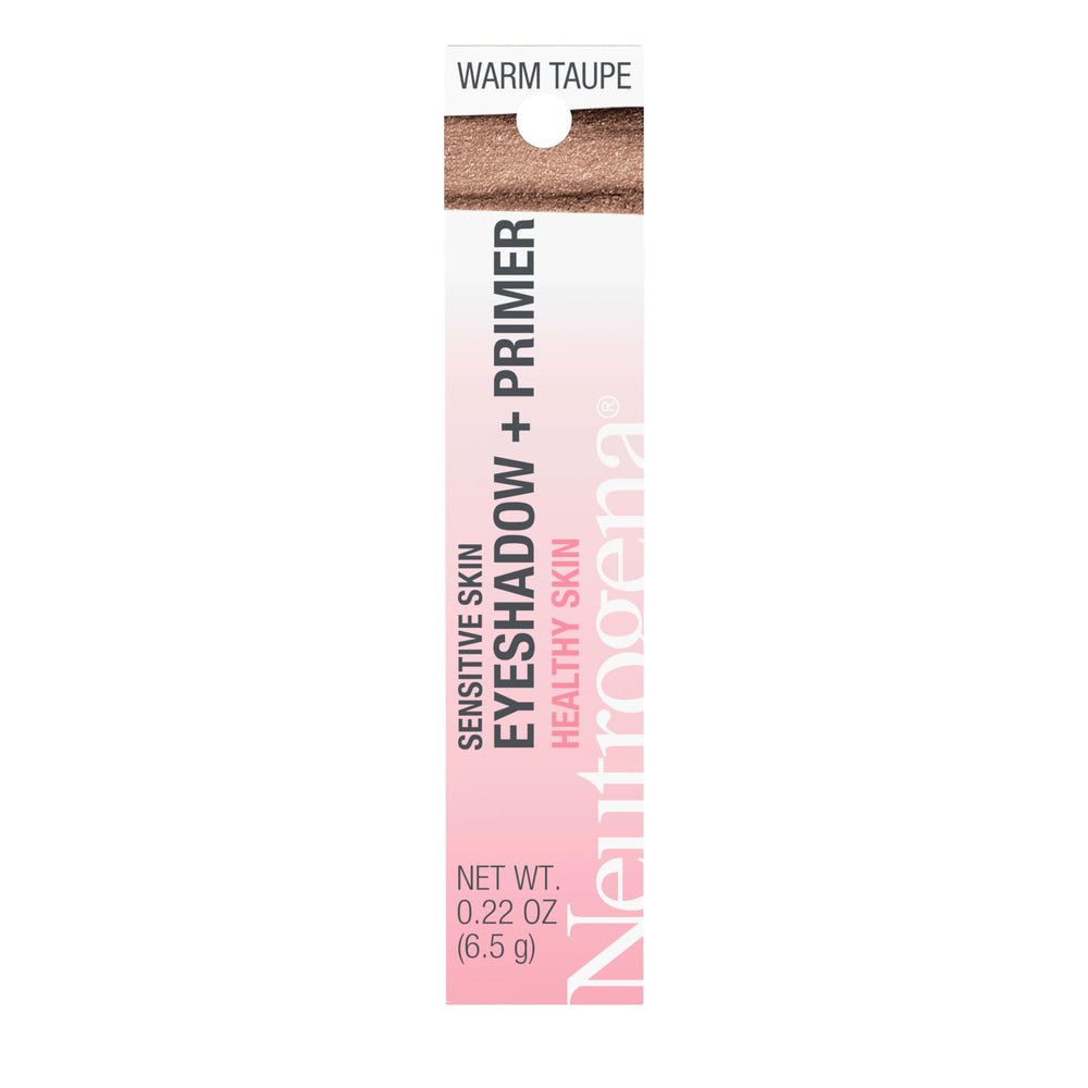 Neutrogena warm taupe front stick showing compact metallic shade and easy application