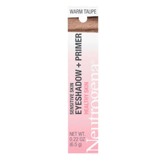 Neutrogena warm taupe front stick showing compact metallic shade and easy application