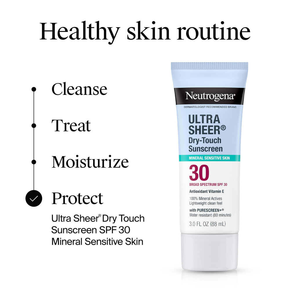 Neutrogena sunscreen with water droplets depicting up to 80 minutes water-resistant performance