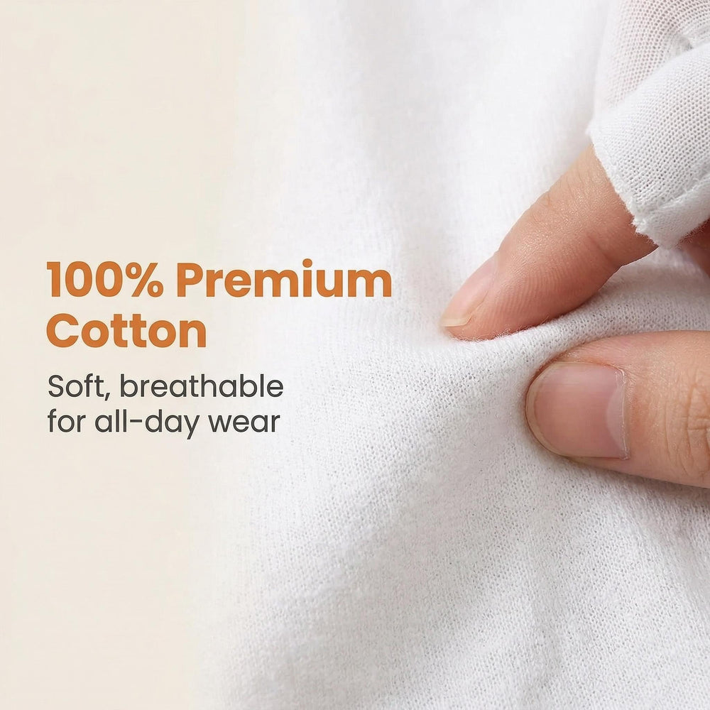 NEVTORAU close-up showing cotton knit texture and breathable weave for gentle overnight wear