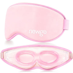NEWGO front view pink mask showing blackout fabric and comfortable fit benefits