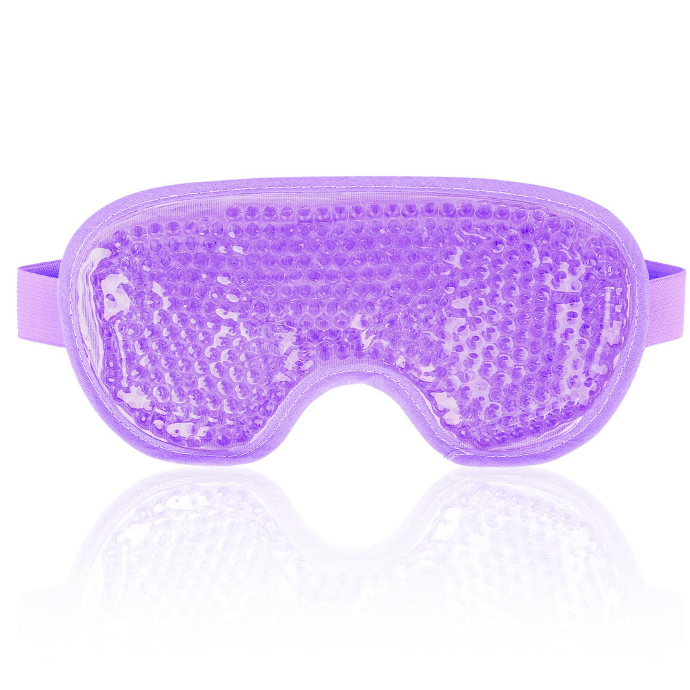NEWGO front view purple eye mask showing shape and adjustable strap, promotes secure comfort