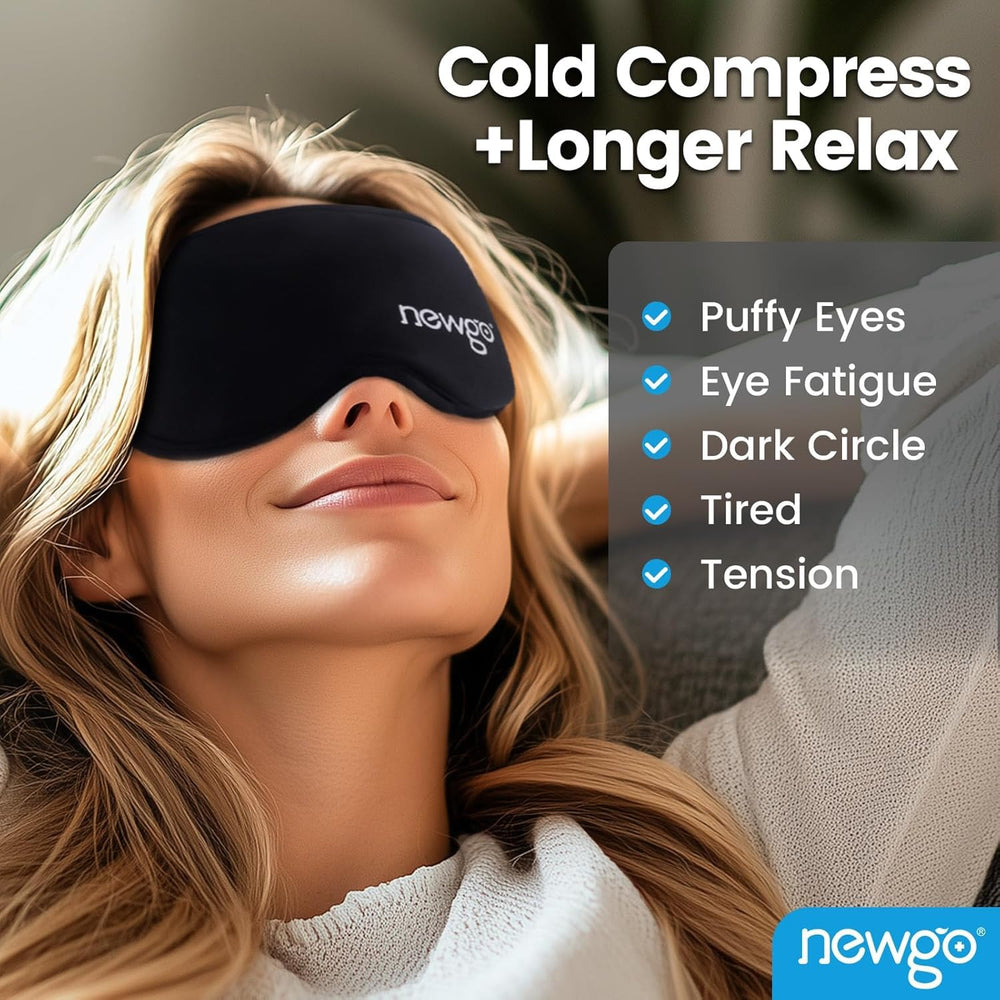 NEWGO gel insert detail illustrating refillable cold-or-warm therapy benefits