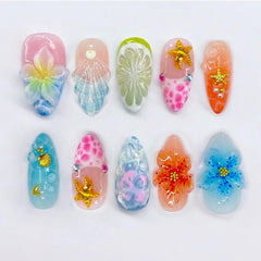 NEWSPIED front packaging showing 24-piece almond press-on nails, quick salon look