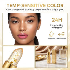 Nexalyn clear stick changing to tint on lip surface, visible color shift