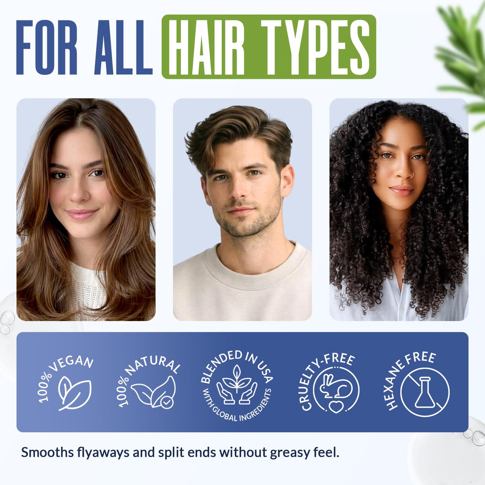 Nexon Botanics before and after images showing reduced frizz and shine