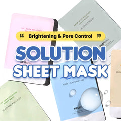 NEXTBEAU single sheet mask pulled from packet illustrating lightweight essence for quick absorption