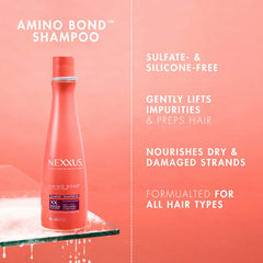 Nexxus product in use lathering on hair to demonstrate gentle cleansing
