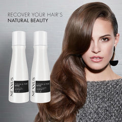 Nexxus shampoo texture dispensed on palm showing gentle lather for effective yet mild cleansing