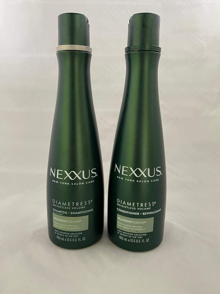 Nexxus Diametress front packaging showing shampoo and conditioner for fuller hair