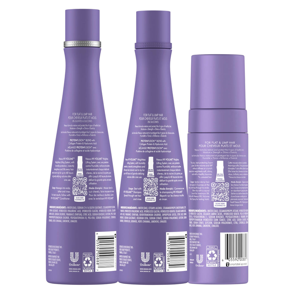 Nexxus shampoo pump close-up highlighting gentle cleanser and boost for lift