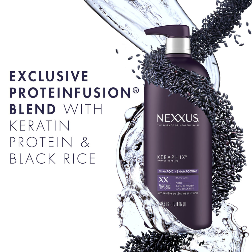 Nexxus Keraphix repair mask jar detail highlighting concentrated product for intensive strengthening