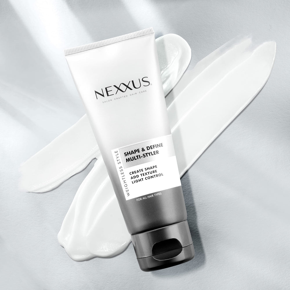 Nexxus cream texture close-up showing smooth weightless formula benefit