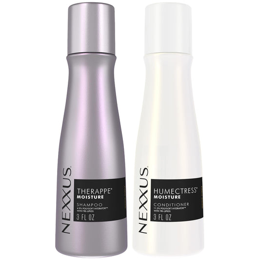 Nexxus front packaging travel duo showing compact benefit